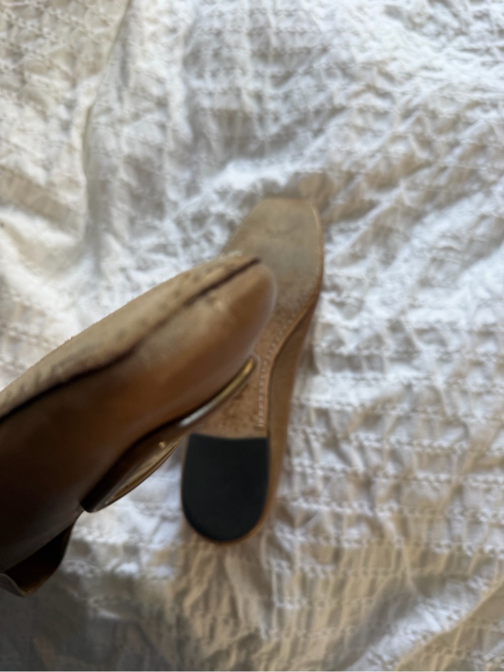 Tory Burch Camel Leather Logo-Embellished Ballet Flats - Picture 4 of 8